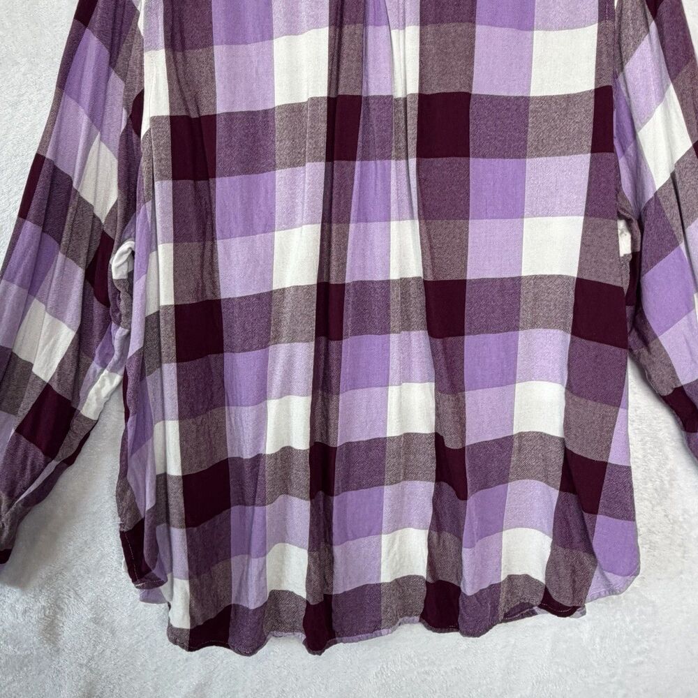 Terra &‎ Sky Women's Plus Size 3X Purple Plaid Button Down Shirt - Picture 10 of 16